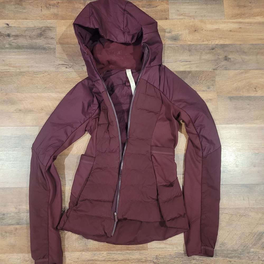 lululemon athletica Maroon Hooded Puffer Jacket